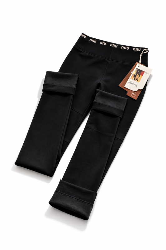 Лосини "Корона" І Еластичний бавовняний трикотаж з плюшевим начісом, напис на резинці І Розмір універсальний: на обхват стегон 86–105см - (чорні)