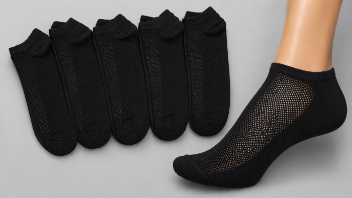 Шкарпетки літні "Nice" | • Сітка • Чорні\білі • Упаковка 10 пар | Розмір: 42-45