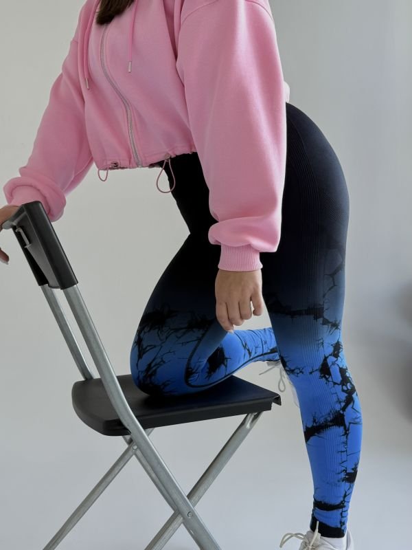 Фітнес лосини з Push-Up | Синій мармур | Розмір S/M