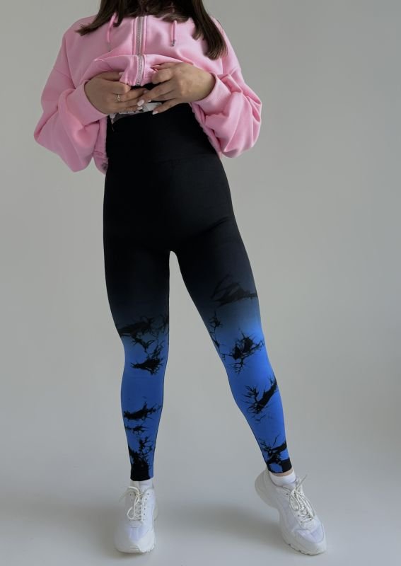 Фітнес лосини з Push-Up | Синій мармур | Розмір S/M