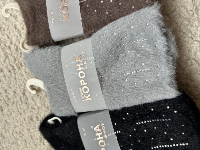 Норкові зимові шкарпетки "Корона" | • Камінці • |Розмір: 37-41