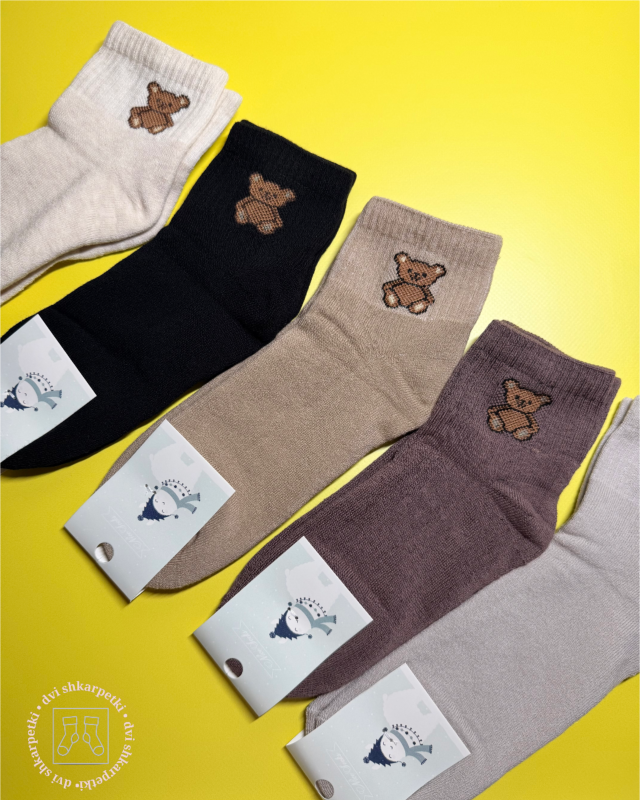 Набір 10 пар |Шкарпетки жіночі зимові "NiceSocks" І Махрові бавовняні І Ведмежа - Розмір: 36-40