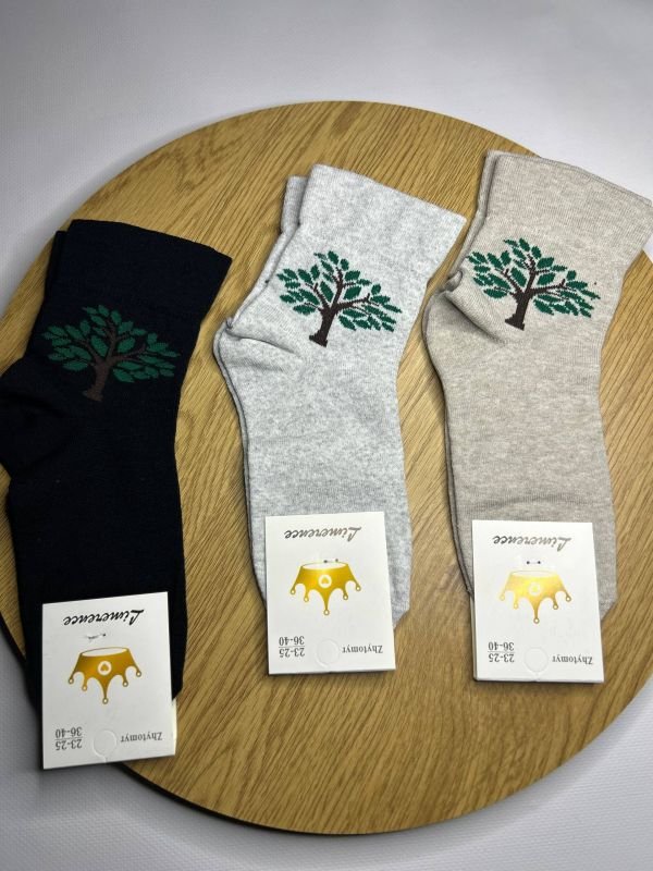 Медичні демісезонні шкарпетки "Limerence" | • Жіночі з малюнком дерева • "Без резинки" | Розмір: 36-40
