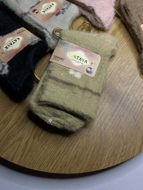 Зимові норкові термо шкарпетки з кашеміром "KATAYA" | Високі • Розмір: 37-41