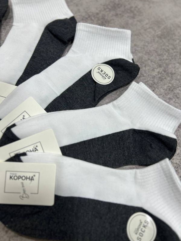 Шкарпетки демісезонні "Корона" | • Білий верх +темно-сіра підошва | Розмір: 37-42