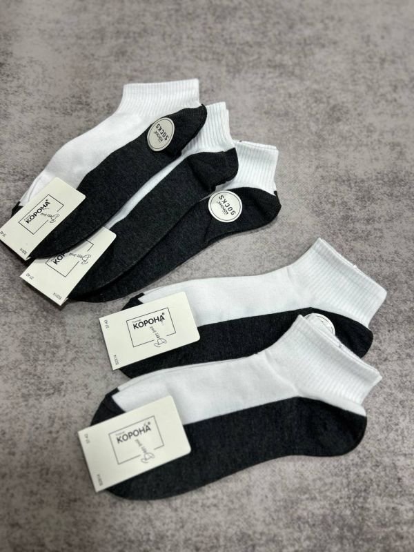 Шкарпетки демісезонні "Корона" | • Білий верх +темно-сіра підошва | Розмір: 37-42