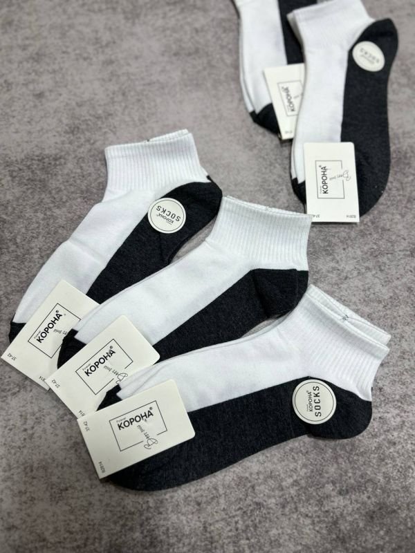 Шкарпетки демісезонні "Корона" | • Білий верх +темно-сіра підошва | Розмір: 37-42