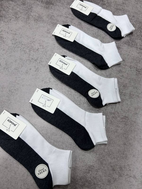 Шкарпетки демісезонні "Корона" | • Білий верх +темно-сіра підошва | Розмір: 37-42